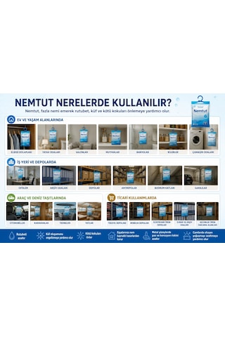 Nem Tutucu Alıcı Rutubet Giderici Önleyici Korozyon Önleyici Koku Giderici 2 Kg (2 Kutu - 4 Paket)