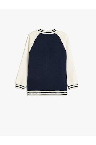 Koton Nakış Detaylı Yuvarlak Yaka Uzun Kollu Çıtçıt Kapamalı Bomber Hırka Lacivert 5skb90002ht Lacivert