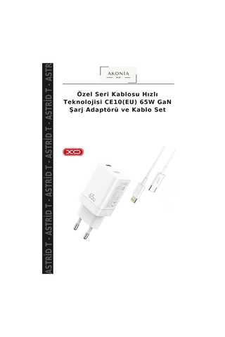 Özel Seri Kablosu Hızlı Teknolojisi Ce10 Eu 65w Gan Şarj Adaptörü Ve Kablo Set
