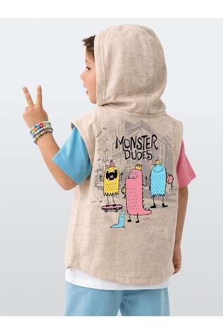 Denokids Canavar Erkek Çocuk Yelek Gömlek Çok Renkli