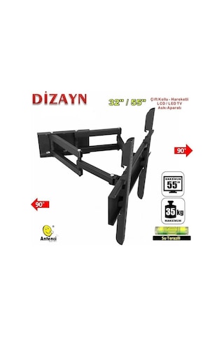 Dizayn 99 Ekran Çift Kollu Hareketli Lcd Led Tv Askı Aparatı