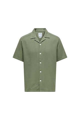 Only & Sons Erkek Waffle Kumaş Yazlık Resort Gömlek - Onsbertil Model-yeşil Yeşil