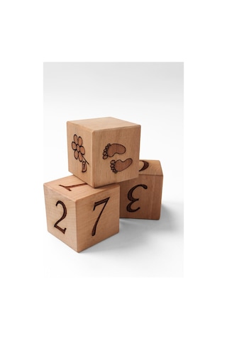 İsim Yazılır Ahşap Anne Bebek Anı Küpleri Fotoğraf Çekim - Bebek Anı Küpü Seti