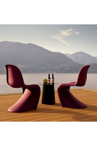 Vitra Panton Sandalye, Verner Panton Tasarımı, Modern Tek Parça Plastik Sandalye Bordo