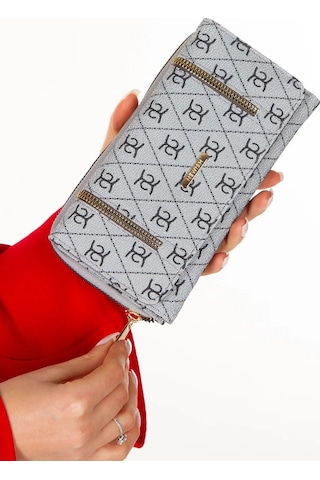 Tuldar Kadın Deri Desenli Telefon Kağıt Para Bölmeli Kartlık Ve Cüzdan Tul560 Gümüş