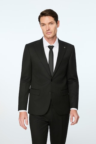 Morven Erkek Siyah Poliviskon Basic Düz Slim Fit Sivri Yaka Takım Elbise 26mc001048001 Siyah