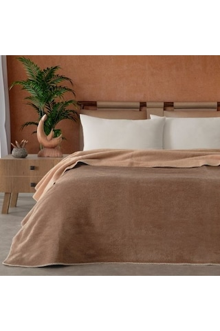 Vicuna Home Mila Pamuklu Çift Kişilik Battaniye Vizon Kahve - Bej
