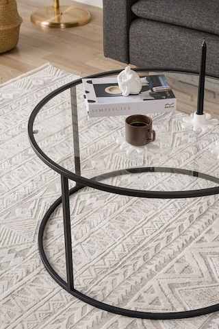 Berlin Orta Sehpa 80 Cm Yuvarlak Şeffaf Camlı Sehpa