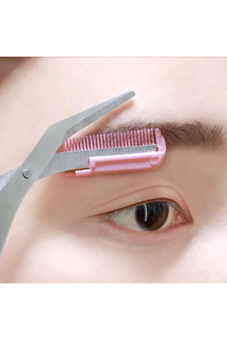 Kavisli Kaş Makası - Taraklı Kaş Düzelme Makası Yedek Uçlu Çok Renkli