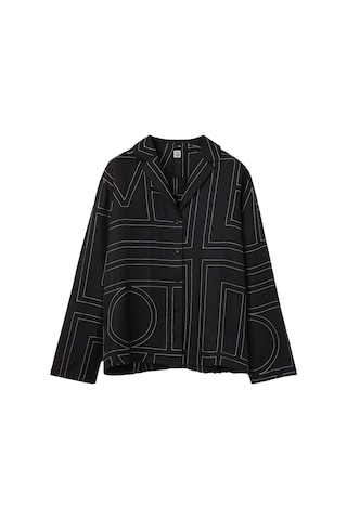 Toteme Şık Monogram Ipek Pijama Üstü Siyah