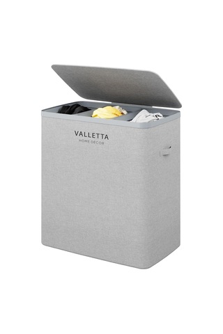 Paloma 120l Üç Yıkanabilir Bölmeli Katlanabilir Kumaş Kirli Çamaşır Sepeti Light Gray Çok Renkli