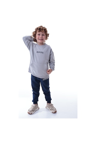 Erkek Çocuk Polar Eşofman Takımı Yumuşak Kumaş Kapüşonlu Sweat & Rahat Jogger Alt Gri