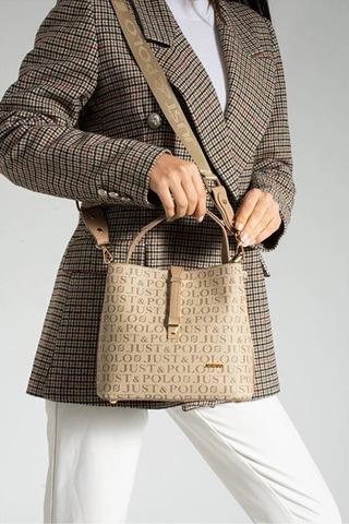 Just Polo Kadın Orijinal 4 Bölmeli Lüks El & Omuz Çantası Shoulder Bag Ebat: 25x25 Cm Vizon