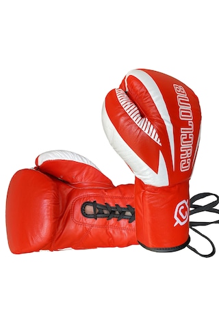 Cyclone Legion Hakiki Deri Bağcıklı Boks Ve Kick Boks Eldiveni Kırmızı