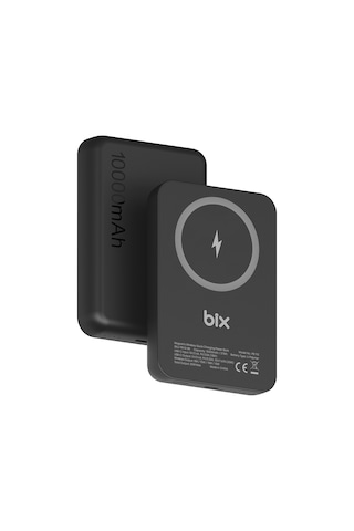 Bix PB112 10000 mAh 15 W Kablosuz Şarj Destekli Powerbank Siyah