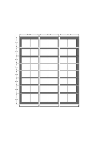 Asra Trend K-26 %100 MDF 180 cm 3 Modüllü Kitaplık 21 Raflı Dev Kütüphane Retro Taş
