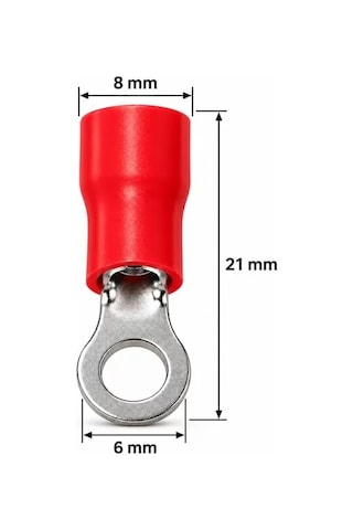 Sh Powermaster Pm-39069 0,5-1,5mm2 Kesit 21x8x6mm Soket Kırmızı İzoleli Kablo Pabucu 100'lü Paket Najmaddin
