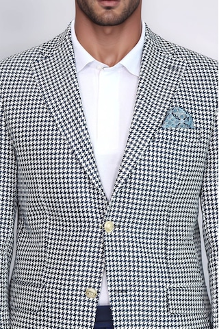 Lacivert Kazayağı Desenli Gold Renk Metal Düğmeli Slim Fit Erkek Blazer Ceket - Wessi Navy Blue