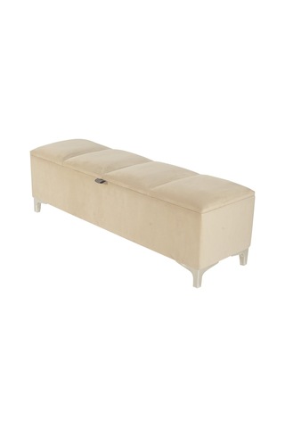 Vetra V2 Sandıklı Puf  Krem Dilimli Model Sandıklı Puf Bench - Sandıklı Yatak Ucu Bankı