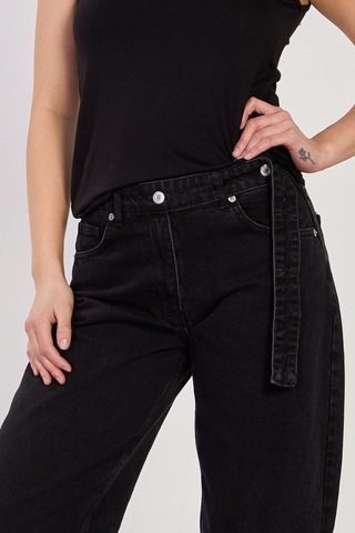 Barrels And Oıl Kadın J91 Kuşaklı Baggy Jean Pantolon - Siyah Siyah