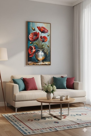 Kırmızı Gelincik Dansı Rulo Tuval Üzeri Canvas Baskı Premium Çözünürlük, Çerçevesi