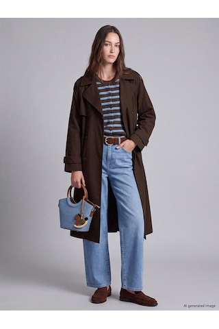 Lcw Modest Kahverengi Kuşaklı Kadın Gabardin Trençkot