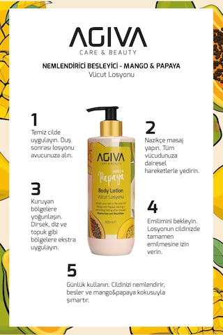 Mango & Papaya Agiva Care & Beauty Yoğun Nemlendirici Ve Besleyici Vücut Losyonu 500 Ml