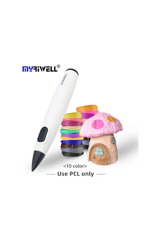 Teltree Myriwell Rp-300b Mavi 3d Yazıcı Kalemi - 10 Renk Pcl Filament + 10 Resim Kitabı, Çocuklar İçin Güvenli, Kreativite Geliştirici