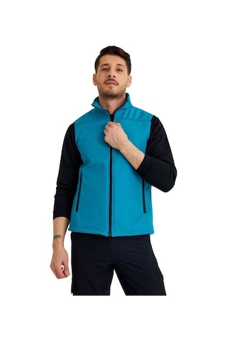 Şensel Erkek Softshell Yelek, Turkuaz 118E2209 Su Itici - Rüzgar Geçirmez 001