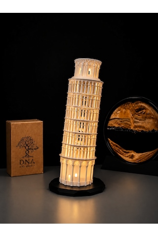 Pisa Kulesi Gece Lambası Tea Light Dekoratif Masa Ve Gece Lambası Beyaz