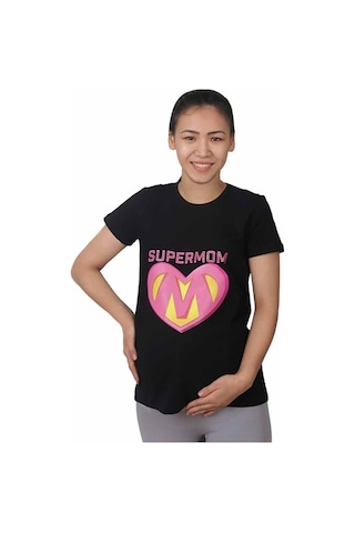 Mummy's Baby Hamile Tişört Super Mom Siyah 8638