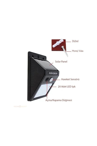 Hareket Sensörlü Solar Dış Mekan Lambası - 9035757813413do