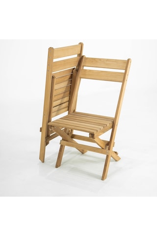 Flat Kayın Ahşap Katlanır Bahçe Balkon Sandalyesi Ahşap