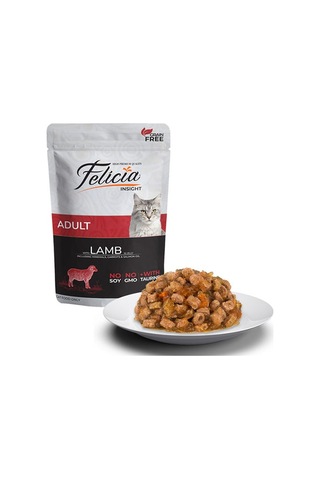 Felicia Jelly Kuzu Etli ve Taurinli Tahılsız Yetişkin Kedi Konservesi 6 x 85 G