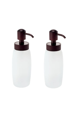 Banyo Seti Sıvı Sabunluk 2 Adet Cam Buz Desenli 6x6x20cm 300ml Beyaz