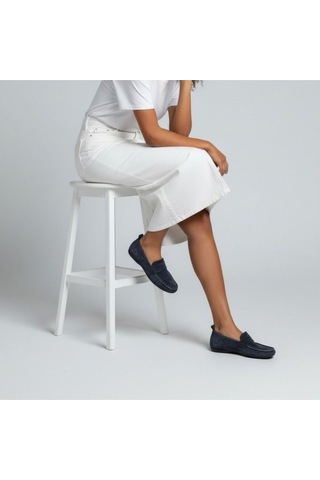 Ne&ve Shoes Lacivert Süet Hakiki Deri Astarsız Esnek Kadın Günlük Şık Ve Rahat Loafer