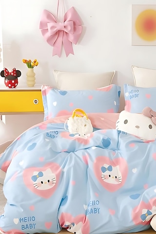 İqon Lastikli Çarşaflı Nevresim Takımı Tek Kişilik Hello Kitty Turkuaz Çok Renkli