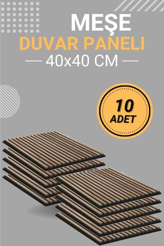 Meşe 10 Adet 40x40cm Yeni Nesil Akustik Ahşap Duvar Paneli