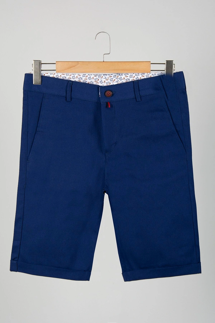 Veaven Erkek Sax Slim Fit Keten Şort Vavn9y-2200196-5 Sax