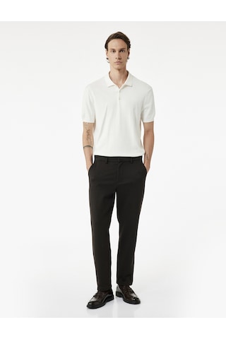 Koton Regular Fit Düğmeli Polo Yaka Pamuklu Kısa Kollu Triko Tişört Beyaz 7wam70051ht