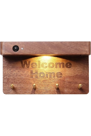 Geeksen Ahşap Anahtar Tutucu, Hareket Sensörlü Led Gece Lambası, Manyetik Ve Şarj Edilebilir, 0.4w, Kahverengi Kahverengi