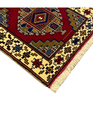 El Dokuma Sıfır Obruk Halısı 85x200 Kök Boya Yolluk %100 Yün Halı Kırmızı