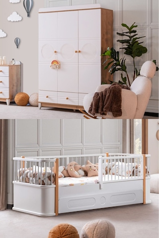 Antalya Yavrulu Karyola, Alvin 3 Kapaklı Dolap Ceviz