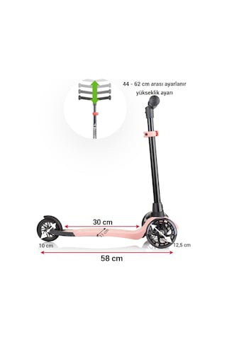 Wellgro Işıklı Scooter, Ayarlanabilir Yükseklik, Ön Tekerleri Işıklı, Pembe Pembe