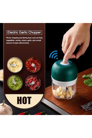 Shineyee Usb Şarjlı Büyük Boy Çelik Bıçaklı Elektrikli Yemek剁碎器 - Bebek Yemeği, Sarımsak, Et Ve Sebzeler İçin Taşınabilir Blender Yeşil