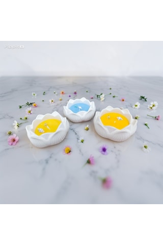 3'lü Lotus Çiçeği Mum