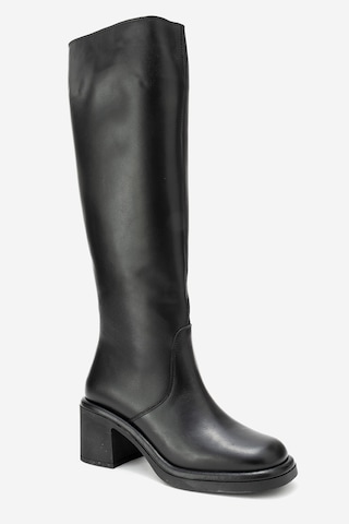Luvishoes Luvi Shoes Fros Siyah Cilt Hakiki Deri Kadın Kalın Topuklu Çizme Siyah