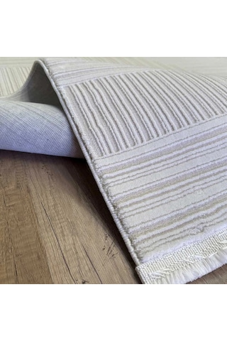 Hoom Rugs Gusto 1346a Krem Modern Halı Mikrofiber Polyester Hav Vermez Spor Saçaklı Halı Krem