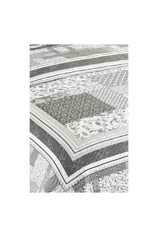 Örtüm Luna Çift Kişilik Kapitone Yatak Örtüsü Takımı - Gri Gri