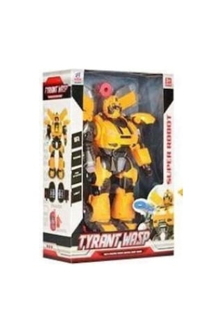 Uzaktan Kumandalı Sesli Işıklı Sünger Atarlı Oyuncak Dev Robot Sarı Renk